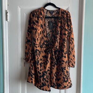 Wednesday’s Girl Black & Rust Animal Print Mini Dress
